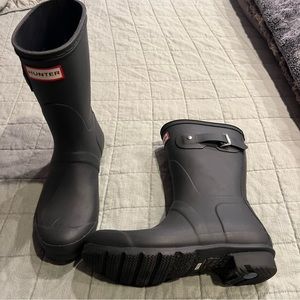 Gray hunter rain boots